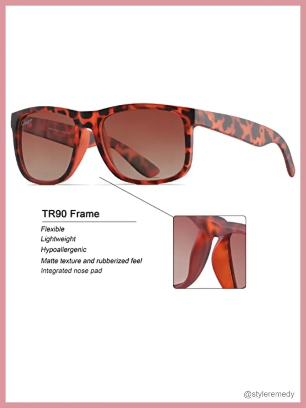 TR90 Frame Polarized Square Sunglasses 100% UV400 Protection